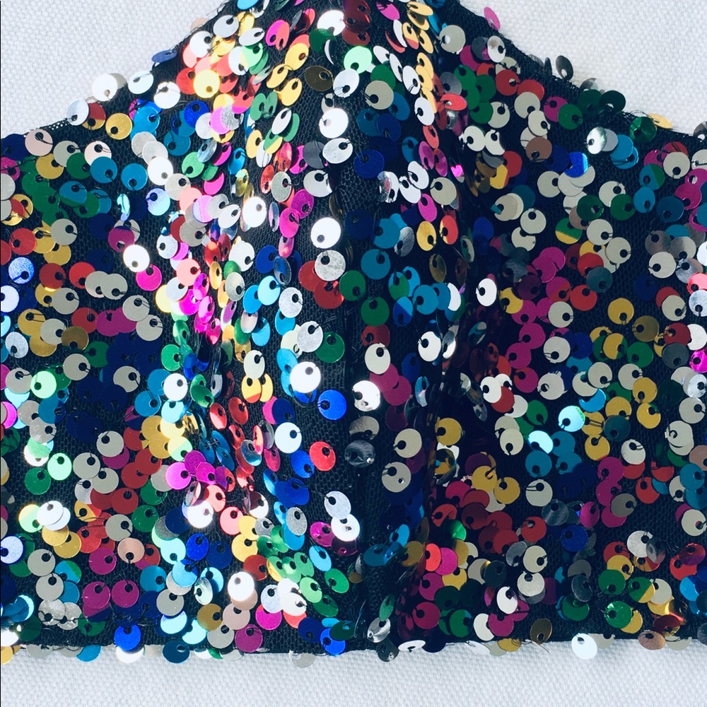 HAND CRAFTED SEQUIN FACE MASK BLING RAINBOW - Picture 10 of 11